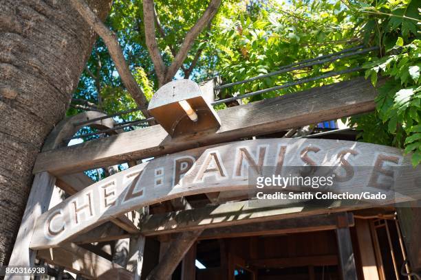 Sign at Chez Panisse, the flagship restaurant of iconic restaurateur Alice Waters, who is often credited with starting the California cuisine and New...