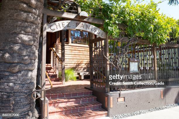 Facade of Chez Panisse, the flagship restaurant of iconic restaurateur Alice Waters, who is often credited with starting the California cuisine and...