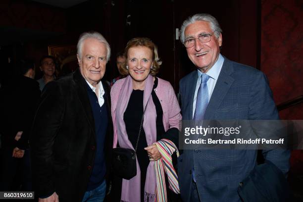 Actor of the Piece Andre Dussollier, Antoinette Barbey and her husband Baron Ernest-Antoine Seilliere attend the "Novecento" Theater Play in support...