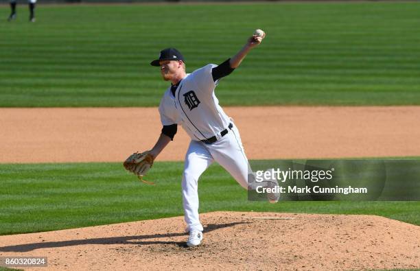 Daniel Stumpf of the Detroit Tigers pitches during the game against the Oakland Athletics at Comerica Park on September 20, 2017 in Detroit,...