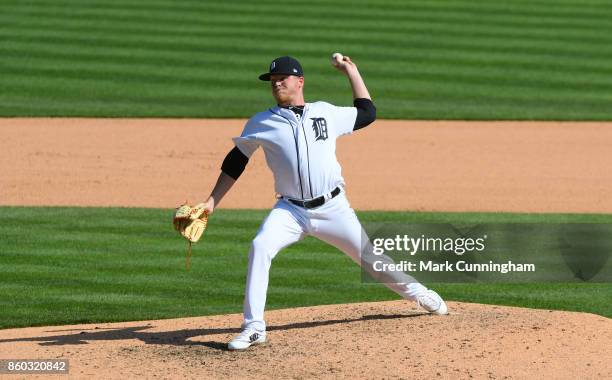 Daniel Stumpf of the Detroit Tigers pitches during the game against the Oakland Athletics at Comerica Park on September 20, 2017 in Detroit,...