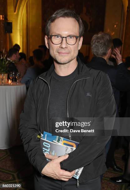 Christian Slater attends the press night after party for "Oslo" at The Royal Horseguards on October 11, 2017 in London, England.