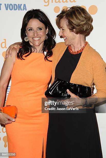 Actress Julia Louis-Dreyfus and her mother attend the 20th Annual GLAAD Media Awards at The Nokia Theater on April 18 2009 in Los Angeles, California.