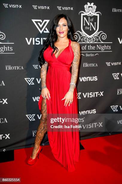 German singer Julia Jasmin Ruehle alias JJ attends the 'Nights of The Nights' event at Amano Grand Central on October 11, 2017 in Berlin, Germany.