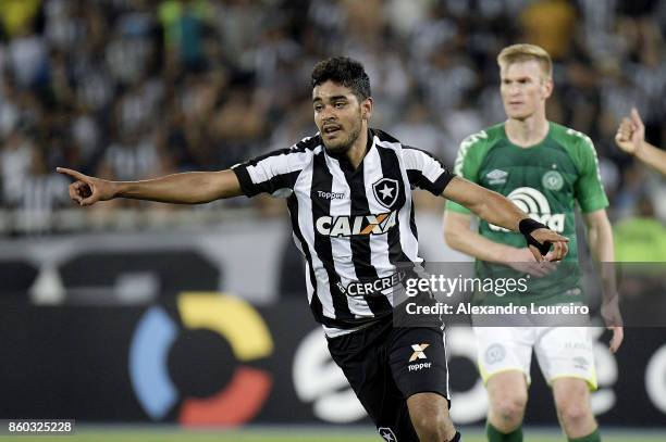 Brenner of Botafogo celebrates a scored goal during the match between Botafogo and Chapecoense as part of Brasileirao Series A 2017 at Engenhao...