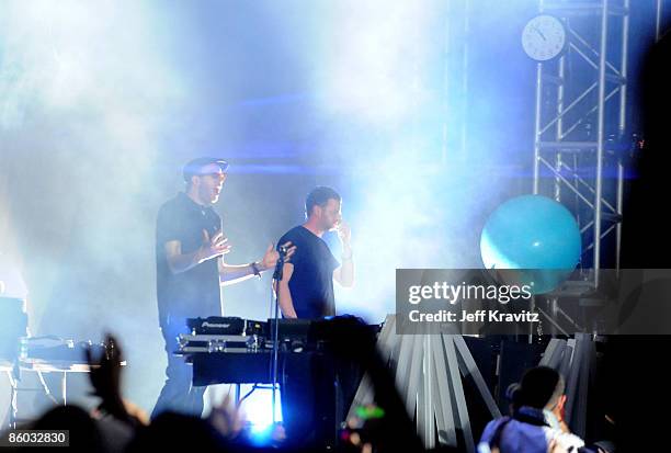 The Chemical Brothers, Tom Rowlands and Ed Simons perform during day 2 of the Coachella Valley Music & Arts Festival 2009 at the the Empire Polo Club...