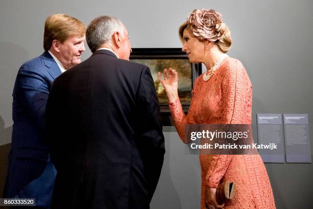 King Willem-Alexander and Queen Maxima of The Netherlands with President Marcelo Rebelo de Sousa visit the Museo Nacional Arte Antiga and the...