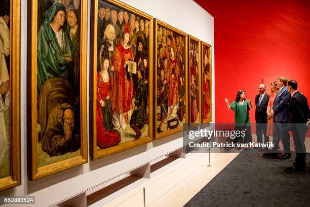 King Willem-Alexander and Queen Maxima of The Netherlands with President Marcelo Rebelo de Sousa visit the Museo Nacional Arte Antiga and the...