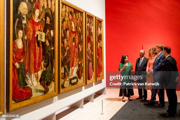 King Willem-Alexander and Queen Maxima of The Netherlands with President Marcelo Rebelo de Sousa visit the Museo Nacional Arte Antiga and the...