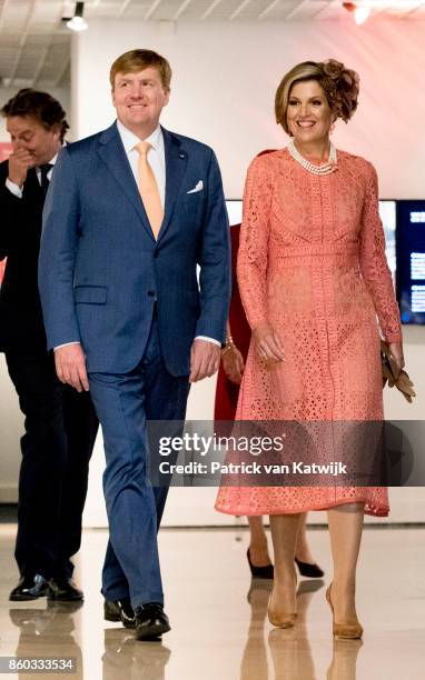 King Willem-Alexander and Queen Maxima of The Netherlands with President Marcelo Rebelo de Sousa visit the Museo Nacional Arte Antiga and the...