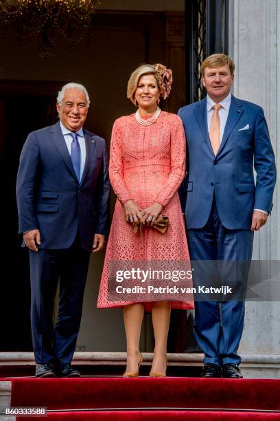 King Willem-Alexander of The Netherlands and Queen Maxima of The Netherlands visits Prime Minister Antonio Costa at Palacio de Sao Bento on October...