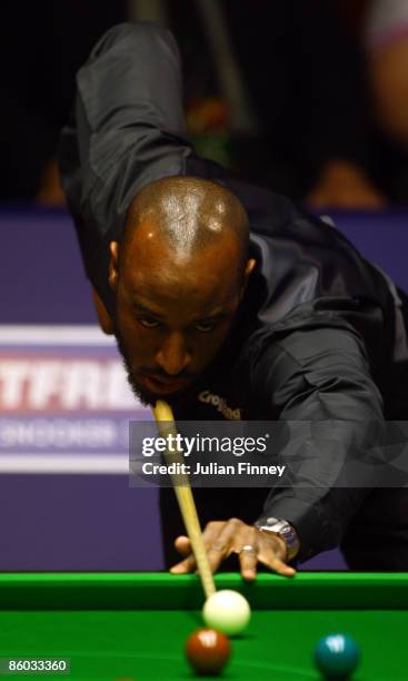 Rory McLeod of England in action in his first round match against Mark King of England during the Betfred World Snooker Championships at the Crucible...