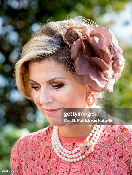 Queen Maxima of The Netherlands visits the Museo Nacional Arte Antiga and the exhibition Rembrandt, Rijksmuseum and Royal Collectionson October 11,...