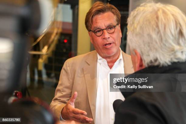 Director Aaron Sorkin is interviewed on the red carpet for "Molly's Game" during the Mill Valley Film Festival at Christopher B. Smith Rafael Film...