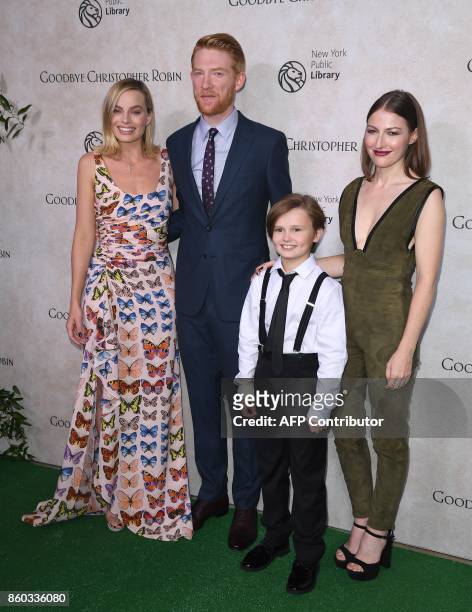 Actors Margot Robbie, Domhnall Gleeson, Will Tilston and Kelly Macdonald attend the Fox Searchlight Pictures "Goodbye Christopher Robin" New York...