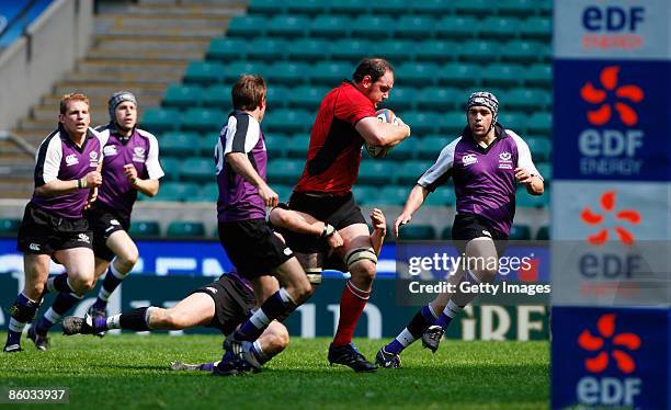 General view of the action during the EDF Energy Intermediate Cup Final between Hartpury College and Clifton at Twickenham on April 18, 2009 in...