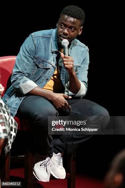 Actor Daniel Kaluuya speaks on stage when he attends SAG-AFTRA Foundation Conversations "Get Out" + Allison Williams and Daniel Kaluuya at SAG-AFTRA...