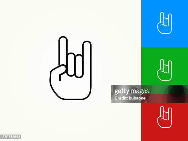 rock and roll schwarzer strich lineare handsymbol - rock n roll stock-grafiken, -clipart, -cartoons und -symbole