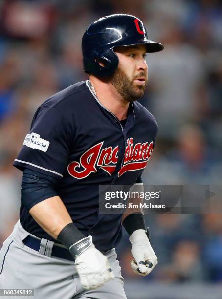 Jason Kipnis of the Cleveland Indians in action against the New York Yankees in Game Three of the American League Divisional Series at Yankee Stadium...