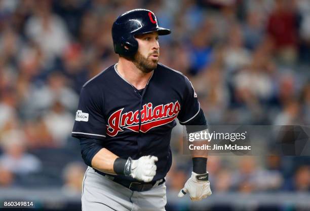 Jason Kipnis of the Cleveland Indians in action against the New York Yankees in Game Three of the American League Divisional Series at Yankee Stadium...