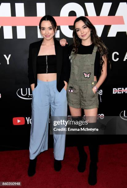 Veronica Merrell and Vanessa Merrell attend the "Demi Lovato: Simply Complicated" YouTube premiere at The Fonda Theatre on October 11, 2017 in Los...