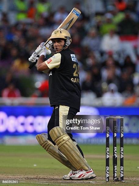 Sourav Ganguly of Kolkata hits out during the IPL T20 match between Deccan Chargers and Kolkata Knight Riders on April 19, 2009 in Cape Town, South...