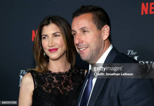 Jackie Sandler and Adam Sandler at a special screening of The Meyerowitz Stories at DGA Theater on October 11, 2017 in Los Angeles, California.