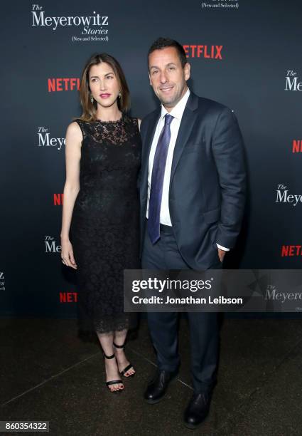 Jackie Sandler and Adam Sandler at a special screening of The Meyerowitz Stories at DGA Theater on October 11, 2017 in Los Angeles, California.