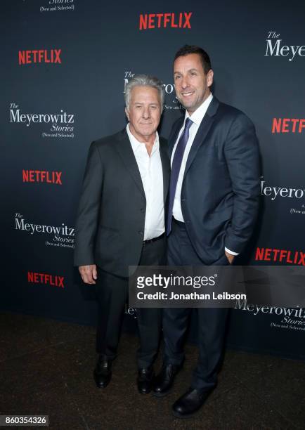 Dustin Hoffman and Adam Sandler at a special screening of The Meyerowitz Stories at DGA Theater on October 11, 2017 in Los Angeles, California.