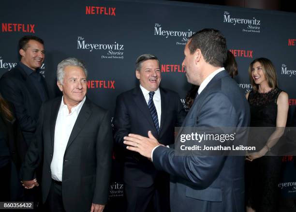 Netflix Original Films Vice President Scott Stuber, Dustin Hoffman, Netflix Chief Content Officer Ted Sarandos, Adam Sandler and Jackie Sandler at a...
