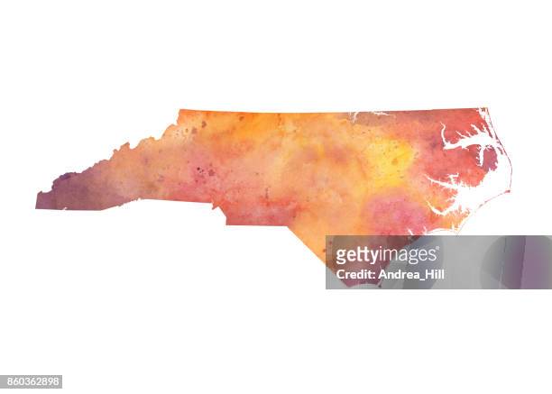 watercolor map of the us state of north carolina in autumn colors - north carolina us state stock illustrations