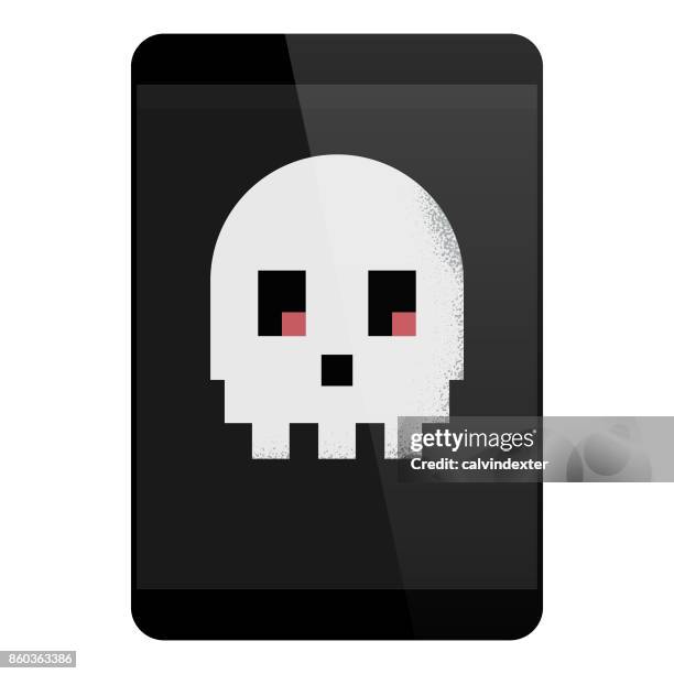 hacked digital tablet - trojan horse virus stock illustrations