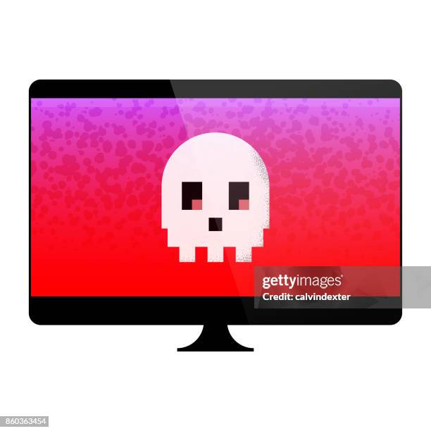 cyber attack on desktop computer - trojan horse virus stock illustrations