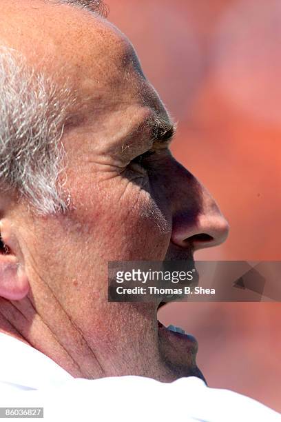 Head coach Dominic Kinnear of the Houston Dynamo yells to his players while playing against the Colorado Rapids at Robertson Stadium on April 19,...