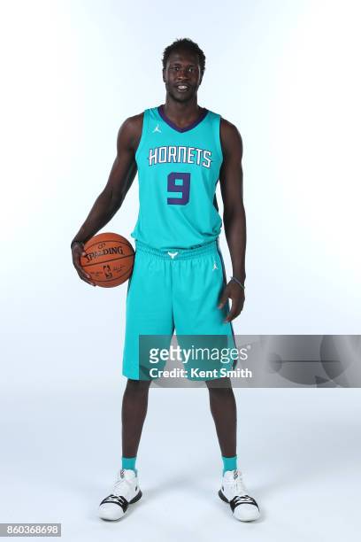 Mangok Mathiang of the Charlotte Hornets poses for a portrait during media day on September 25, 2017 at Spectrum Center in Charlotte, North Carolina....