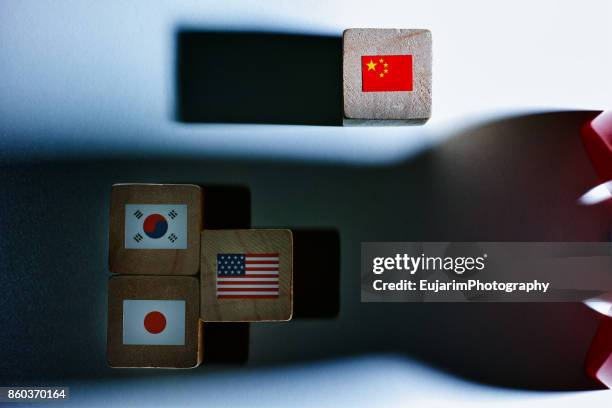 north korea nuclear crisis concept - north korea usa stock pictures, royalty-free photos & images