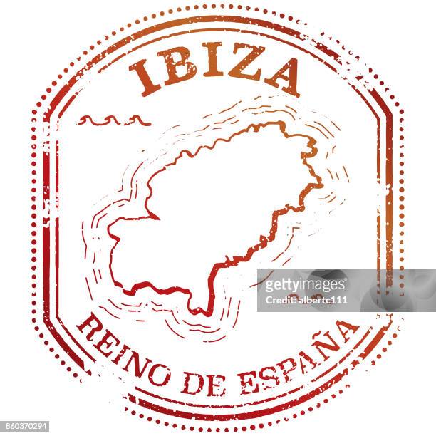 illustrazioni stock, clip art, cartoni animati e icone di tendenza di timbro di viaggio ibiza - ibiza island