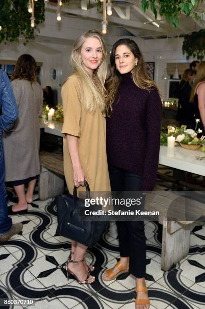 Hayley Feldman and Ally Walsh attend Jenni Kayne Home Collection Launch at Malibu Farm on October 11, 2017 in Malibu, California.