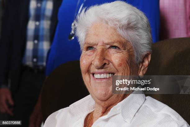 Sport Australia Hall of Fame legend Dawn Fraser poses at the National Sport museum before the Annual Induction and Awards Gala Dinner at Crown...