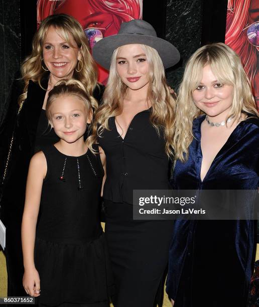 Barbara Alyn Woods, Alyvia Alyn Lind, Natalie Alyn Lind and Emily Alyn Lind attend the premiere of "The Babysitter" at the Vista Theatre on October...