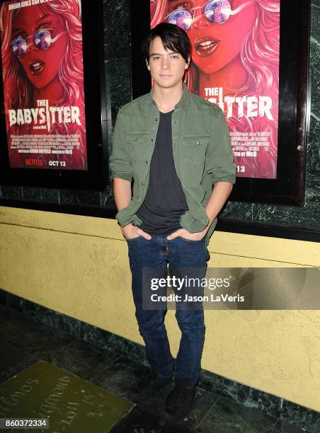 Actor Judah Lewis attends the premiere of "The Babysitter" at the Vista Theatre on October 11, 2017 in Los Angeles, California.