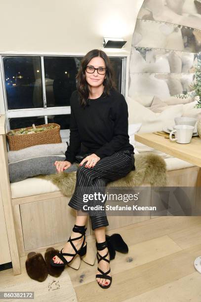 Courteney Cox attends Jenni Kayne Home Collection Launch at Malibu Farm on October 11, 2017 in Malibu, California.