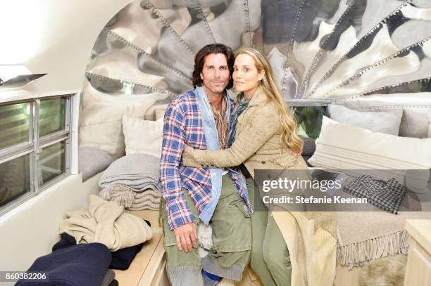 Greg Lauren and Elizabeth Berkley attend Jenni Kayne Home Collection Launch at Malibu Farm on October 11, 2017 in Malibu, California.