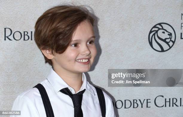 Actor Will Tilston attends the "Good Bye Christopher Robin" New York special screening at The New York Public Library on October 11, 2017 in New York...