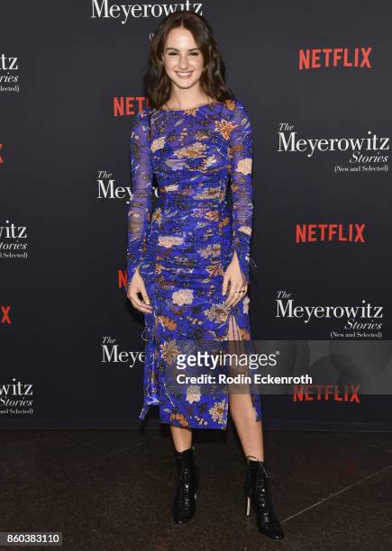 Actress Grace Van Patten attends screening of Netflix's "The Meyerowitz Stories " at Directors Guild Of America on October 11, 2017 in Los Angeles,...