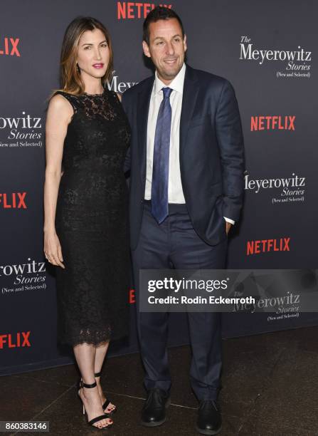 Actor Adam Sandler and wife Jackie Sandler attend screening of Netflix's "The Meyerowitz Stories " at Directors Guild Of America on October 11, 2017...