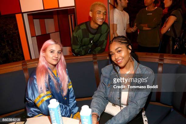 Actor Jaden Smith and Jordyn Woods attend the Umami Burger x Jaden Smith Artist Series Launch Event at The Grove on October 11, 2017 in Los Angeles,...