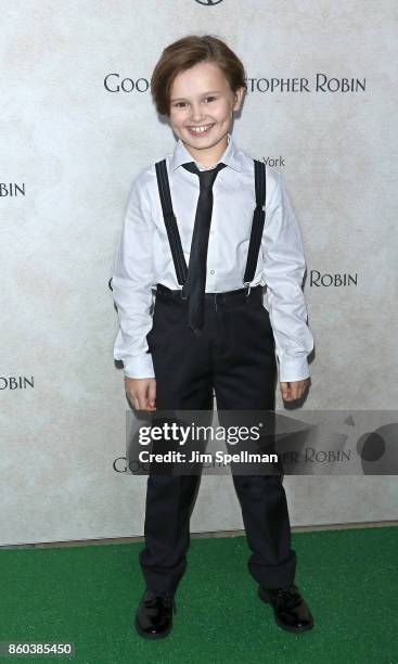 Actor Will Tilston attends the "Good Bye Christopher Robin" New York special screening at The New York Public Library on October 11, 2017 in New York...