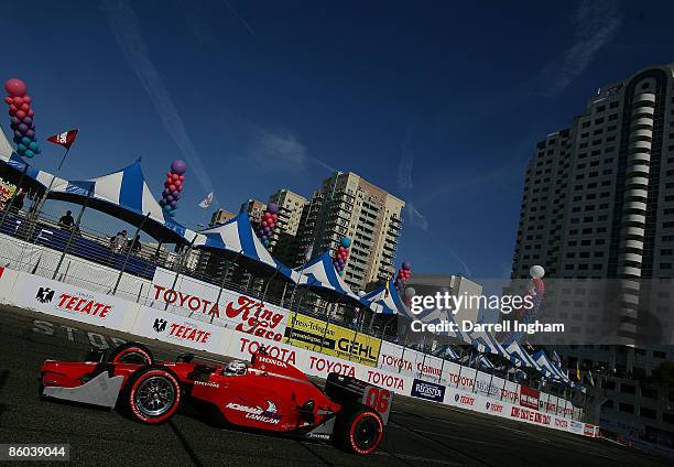 Robert Doornbos drives the Newman Haas Lanigan Racing Dallara Honda during the IRL IndyCar Series Toyota Grand Prix of Long Beach on April 19, 2009...