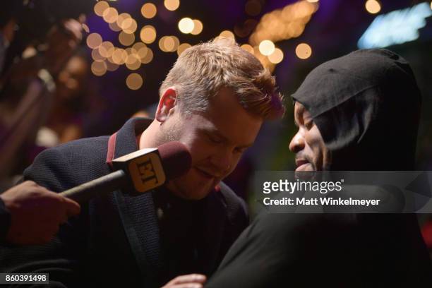 Executive producer James Corden and host Method Man at TBS' Drop the Mic and The Joker's Wild Premiere Party at Dream Hotel on October 11, 2017 in...